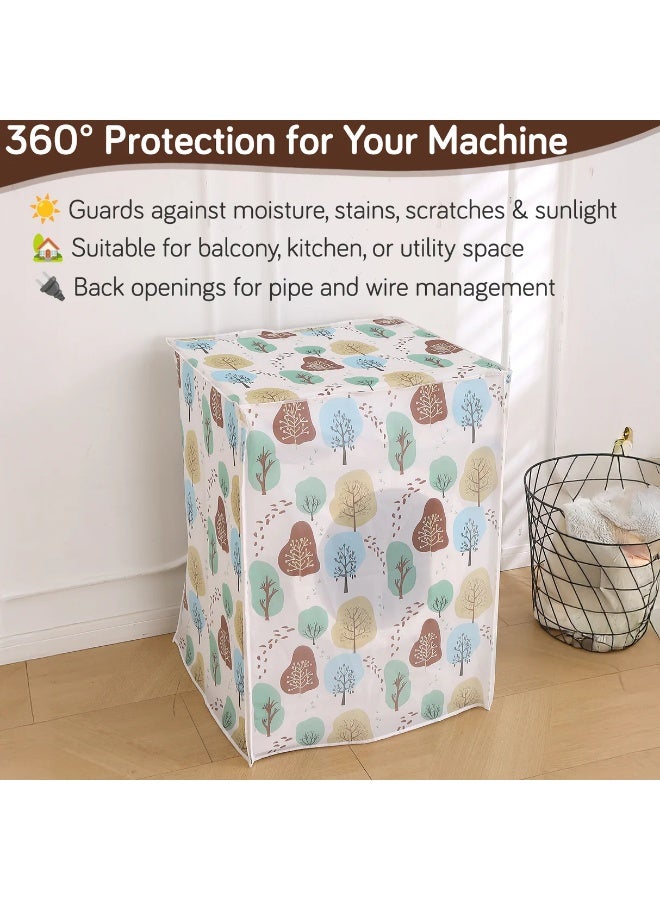 KITCHENOO Waterproof Front Load / Top Load Washing Machine Cover | PEVA Dustproof Protective Cover for 6kg, 6.5kg, 7kg & 7.5kg Fully Automatic Machines, Geometric Abstract - Image 2